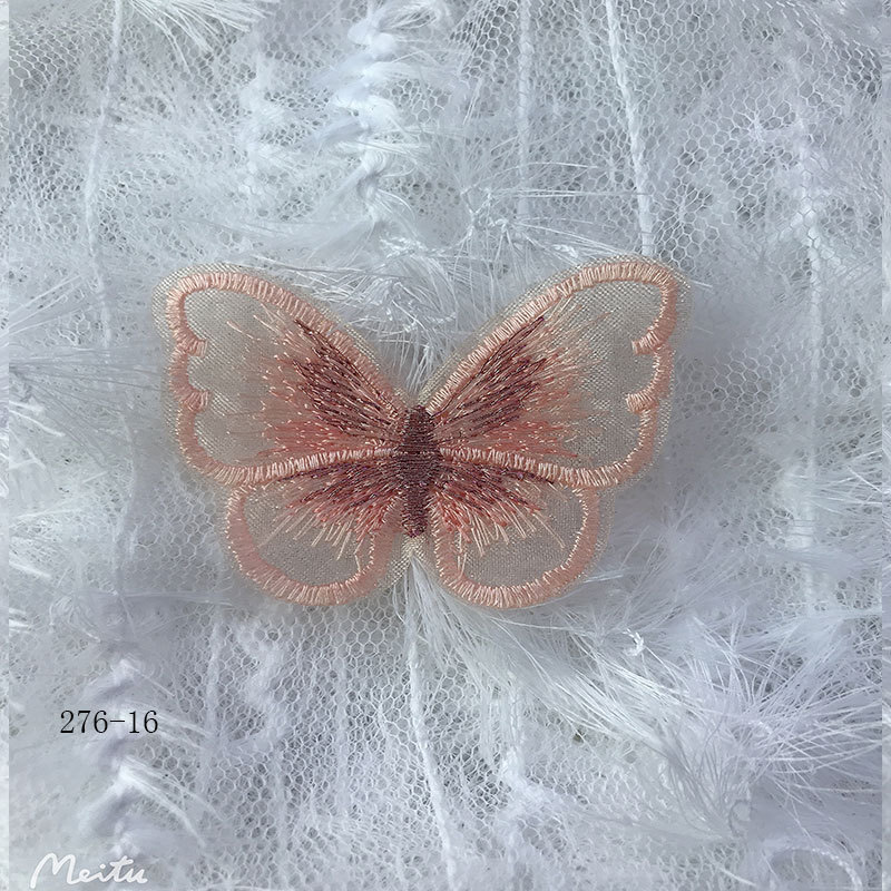 Single-layer 6-centimeter embroidered butterfly jewelry accessories, shoe materials, clothing, mobile phone case accessories, diy materials Application Scenario