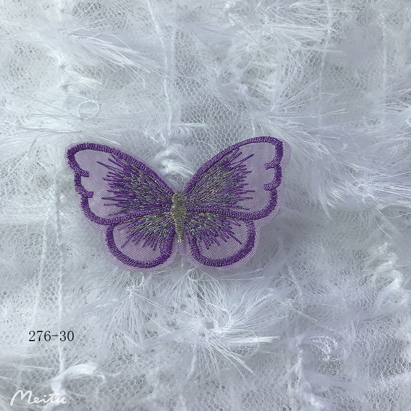 Single-layer 6-centimeter embroidered butterfly jewelry accessories, shoe materials, clothing, mobile phone case accessories, diy materials Item Picture