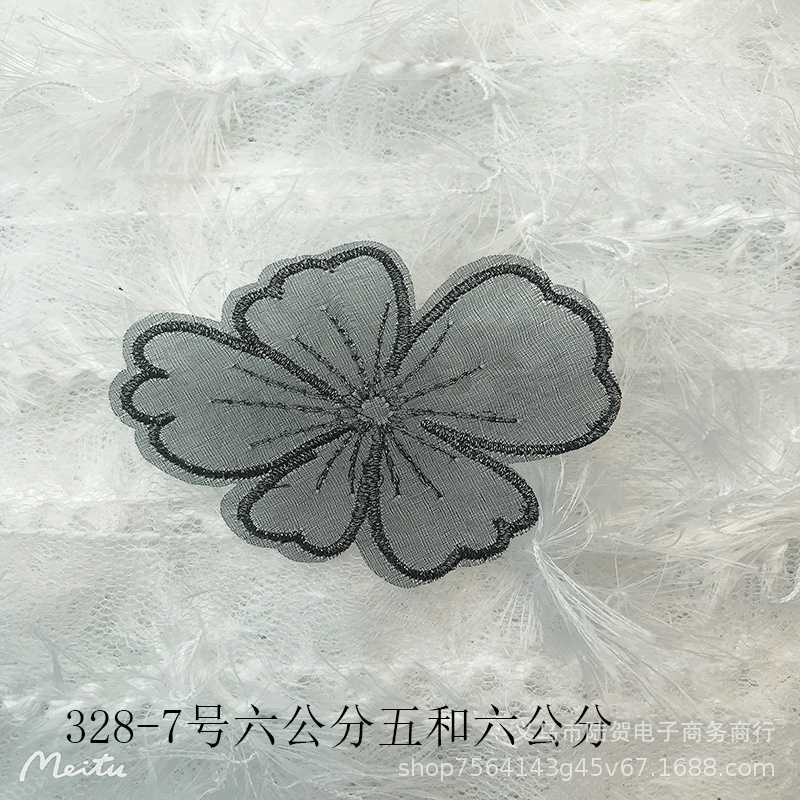 Super ethereal and elegant embroidered flower 6.5m irregular five-petal flower piece mesh large flower piece DIY hair accessory headscarf Specification image