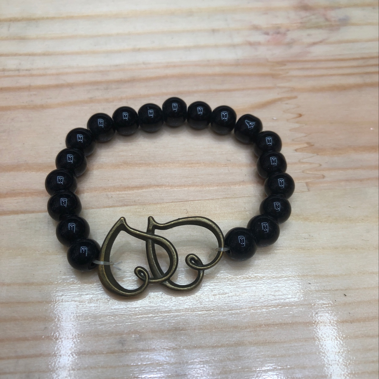 Alloy Heart Acrylic Bead Bracelet
