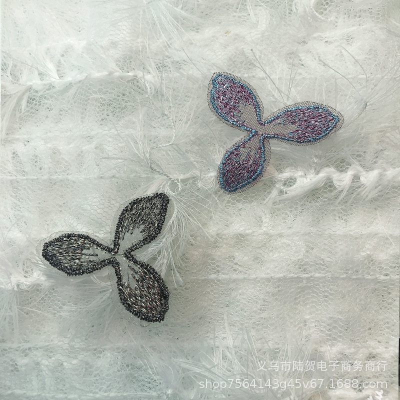 Embroidered petal, three-petal flower petal, forest-style temperament, hair band, headwear, DIY materials, fabric stickers, shoe and hair accessories