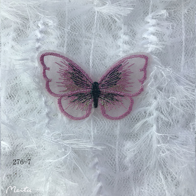 Single-layer 6-centimeter embroidered butterfly jewelry accessories, shoe materials, clothing, mobile phone case accessories, diy materials details Picture