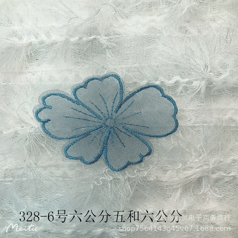 Super ethereal and elegant embroidered flower 6.5m irregular five-petal flower piece mesh large flower piece DIY hair accessory headscarf Application Scenario