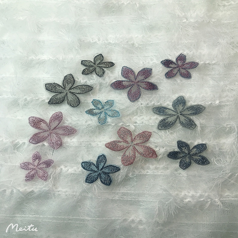 Embroidered five-petal flower, pointed corner flower, colored gold, ancient-style headwear, hair band, DIY materials, clothing, accessories, hair accessories