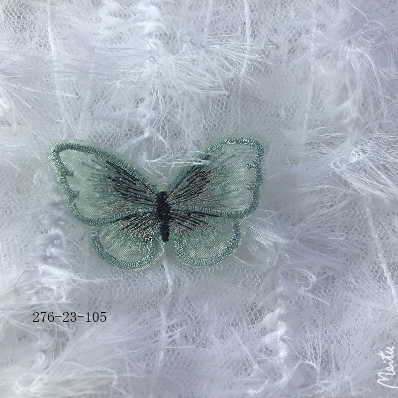 Single-layer 6-centimeter embroidered butterfly jewelry accessories, shoe materials, clothing, mobile phone case accessories, diy materials