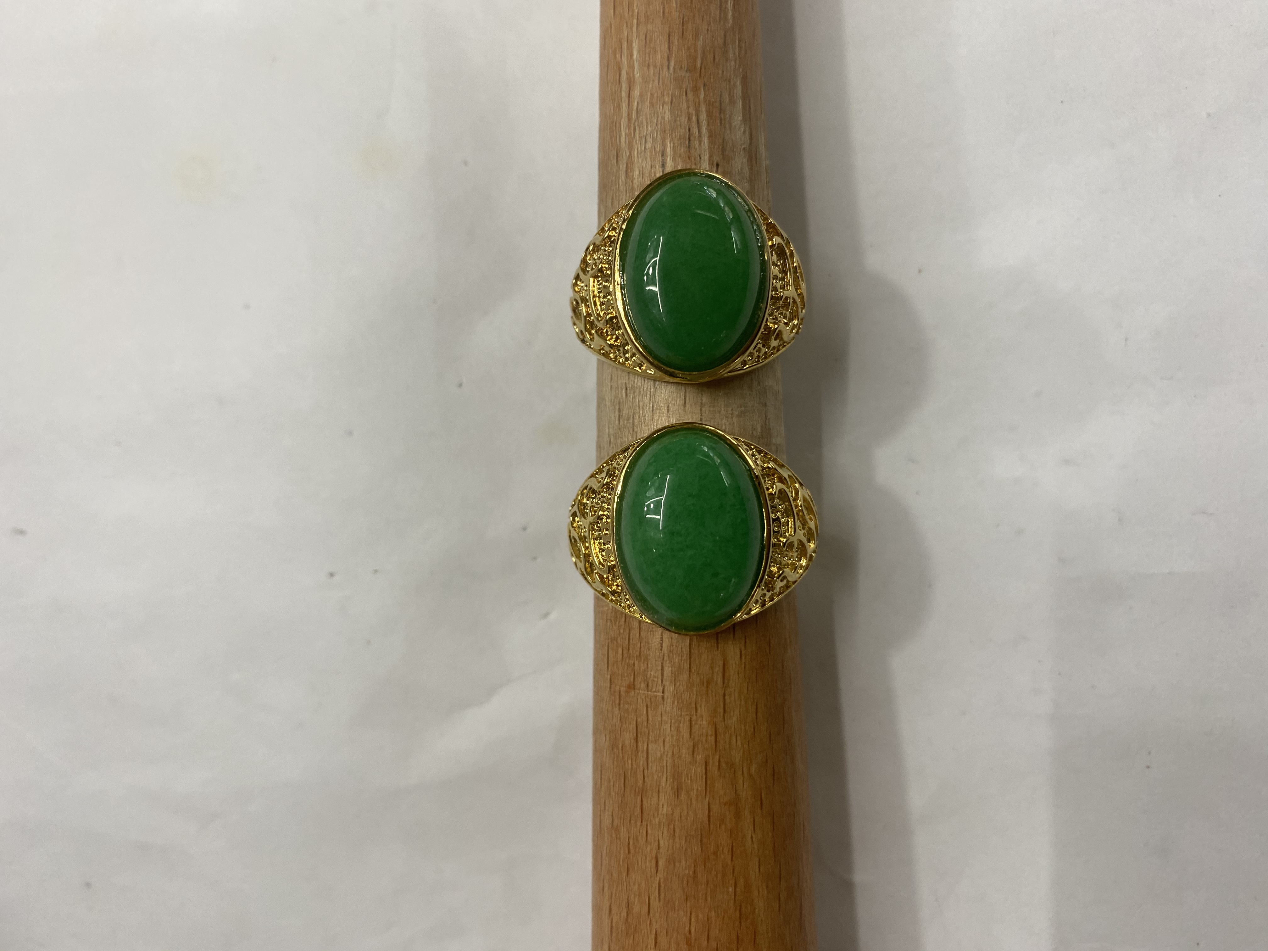 Electric 24K gold green Malay jade ring for men Specification drawing