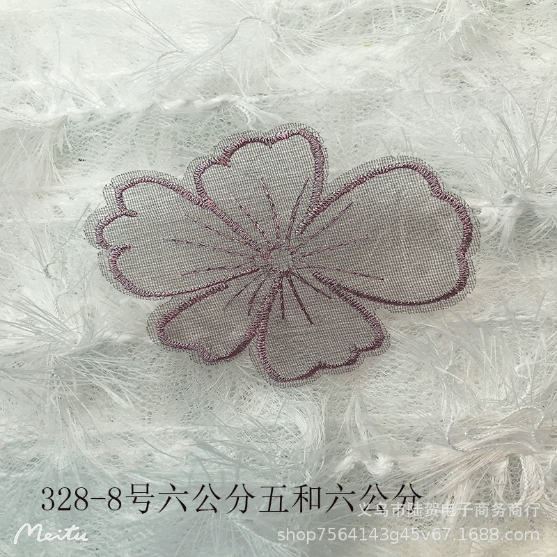 Super ethereal and elegant embroidered flower 6.5m irregular five-petal flower piece mesh large flower piece DIY hair accessory headscarf details Picture