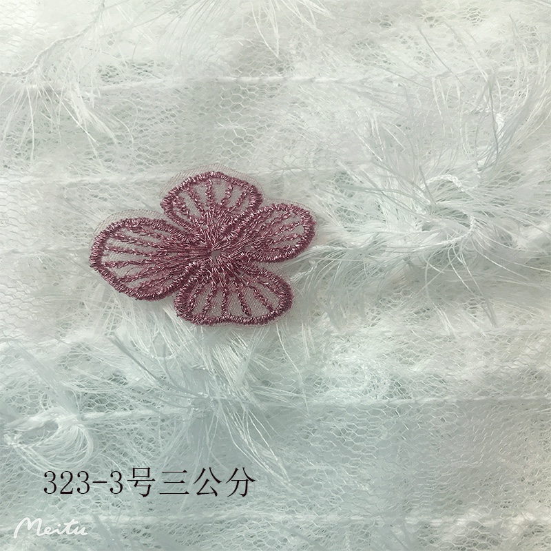 diy ancient-style headwear accessories with computer-embroidered net gauze flower pieces, colored gold thread, glass gauze, three-petal flower cloth pasting Application Scenario