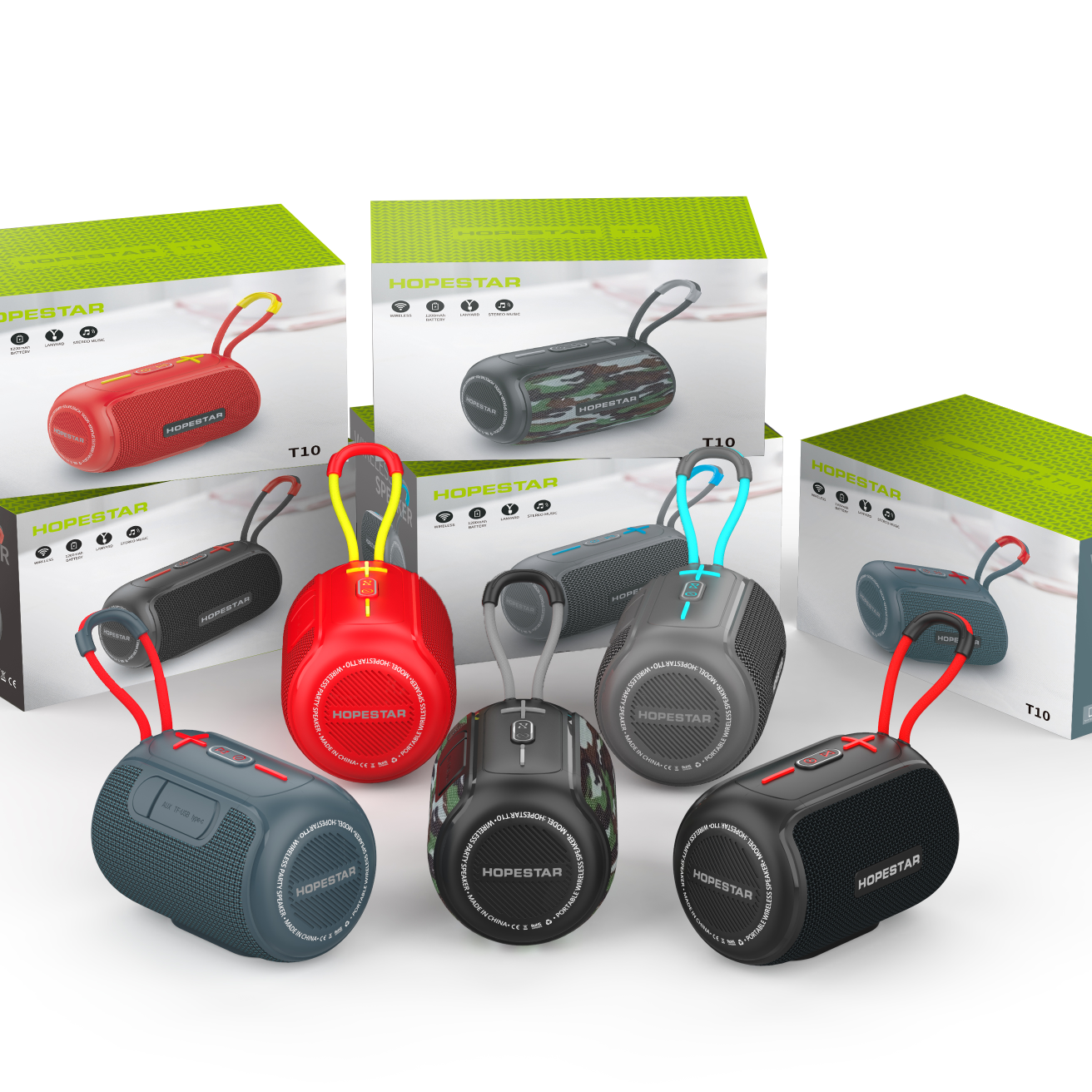 Nuevo HOPESTAR-T10 en el mercado, altavoces impermeables de gran potencia portátil de pequeño volumen, color de moda con 60PCS/ 1pcs calibre de la caja: 44.3*41*3