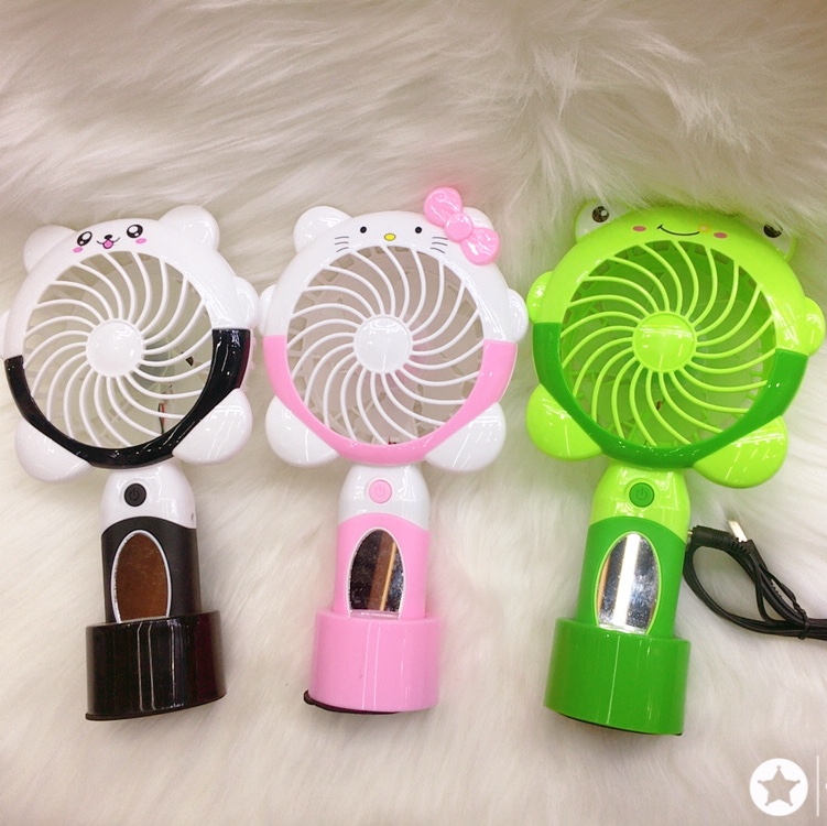 卡通迷你手持风扇usb充电桌面儿童宿舍便携式可爱 镜子手拿小风扇