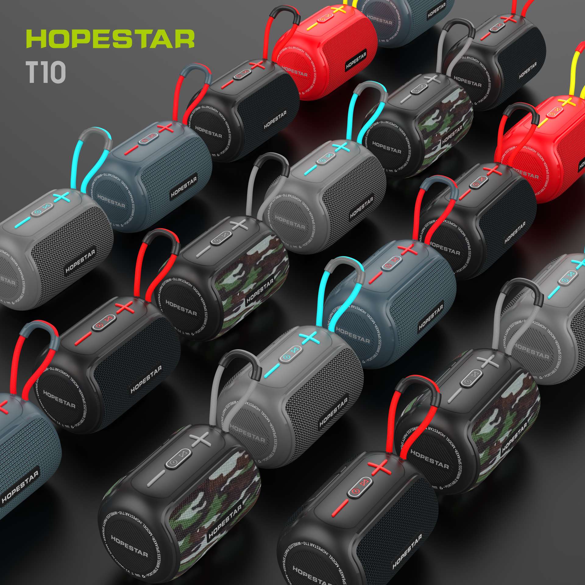 The new HOPESTAR-T10 has been launched. It is a portable, compact, high-power waterproof speaker with a fashionable color combination. It comes in 60PCS per piece. Dimensions: 44.3*41*3 detail image 8