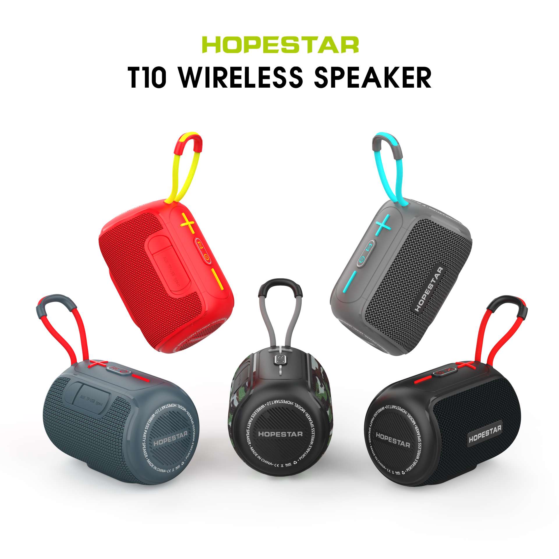 The new HOPESTAR-T10 has been launched. It is a portable, compact, high-power waterproof speaker with a fashionable color combination. It comes in 60PCS per piece. Dimensions: 44.3*41*3 detail image 5