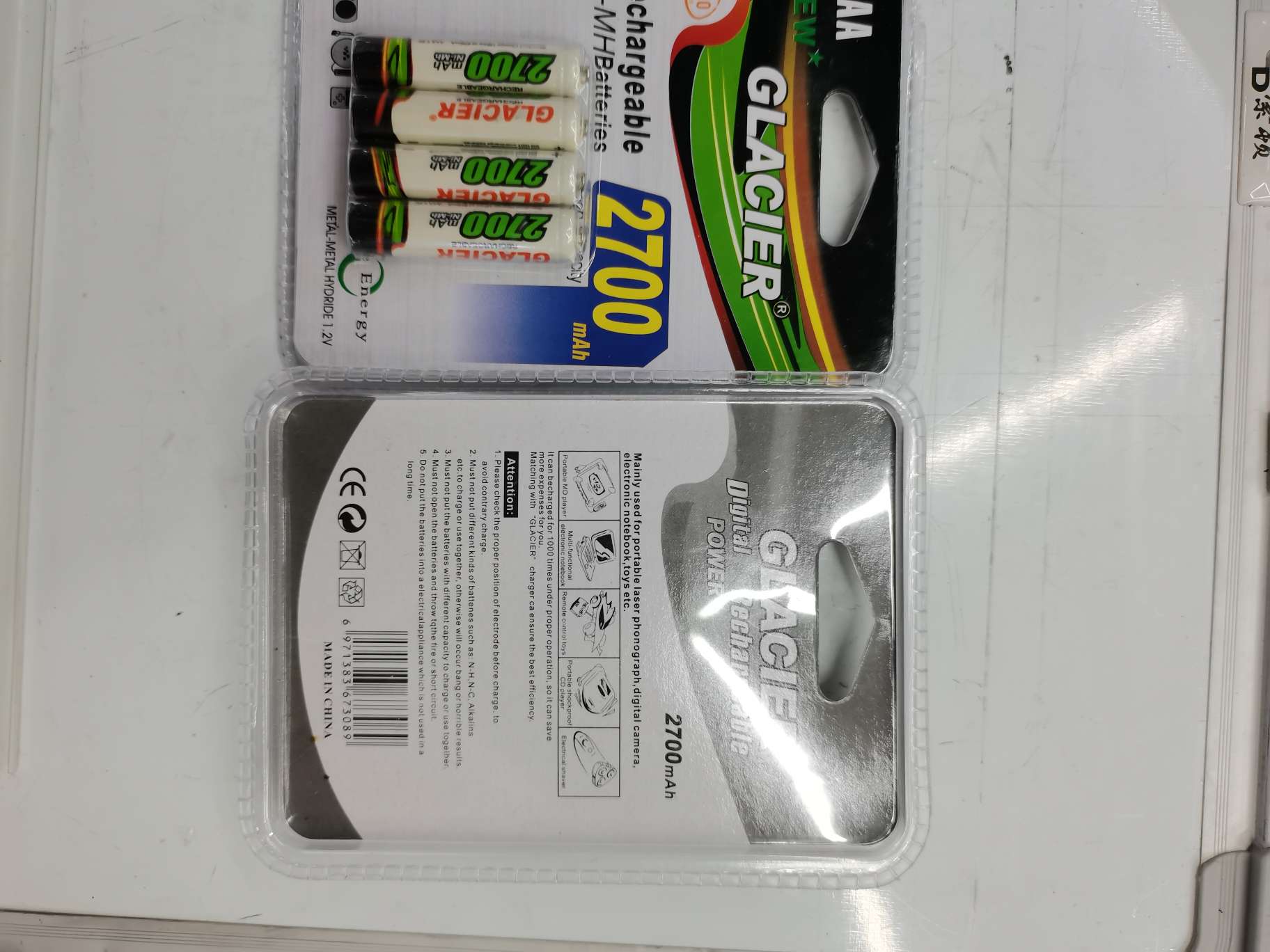 全吸GLACIER充电电池大容量2700毫安可充电AAA7号镍氢电池4粒产品图