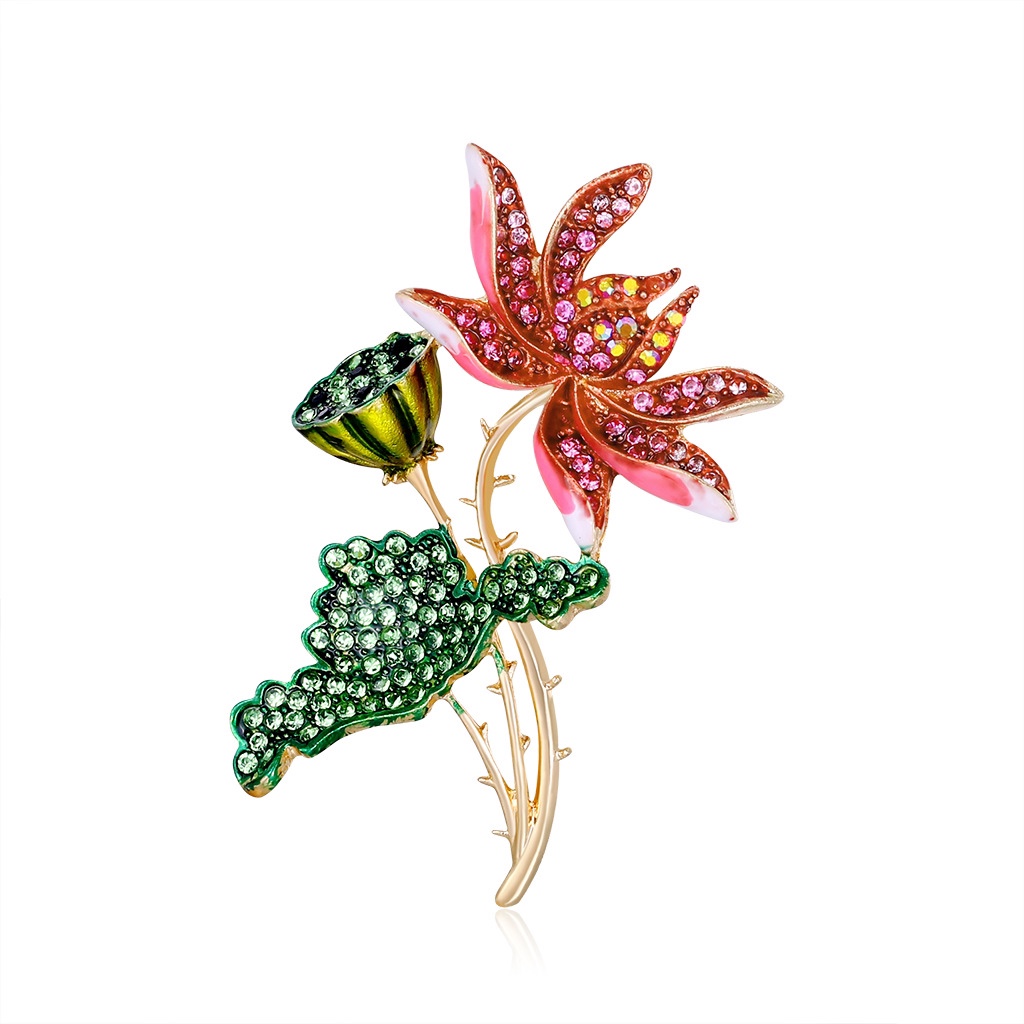 Lotus pop color rhine-diamond brooch