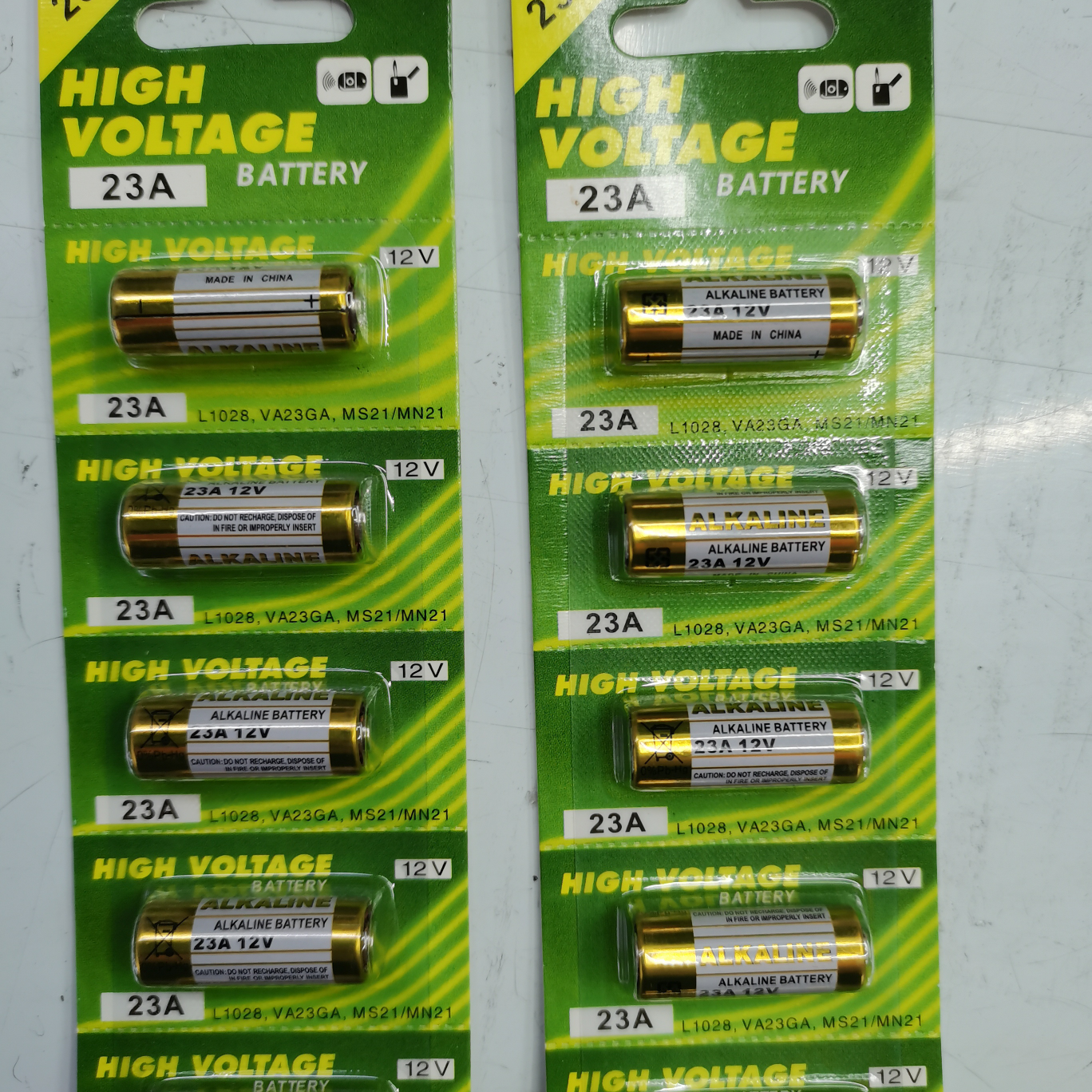 厂家直销12Ⅴ23A卡装电池 23A12V电池 卡装23A12V电池 23A卡装5粒卡装碱性电池图