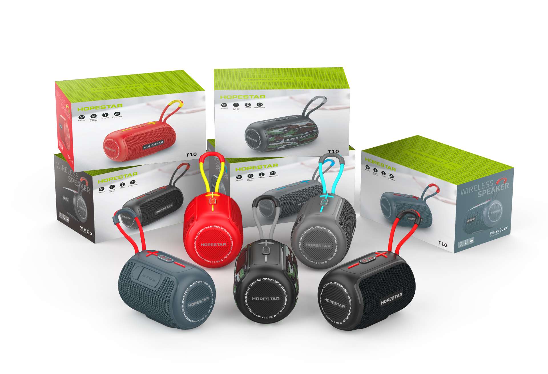 The new HOPESTAR-T10 has been launched. It is a portable, compact, high-power waterproof speaker with a fashionable color combination. It comes in 60PCS per piece. Dimensions: 44.3*41*3 detail image 4