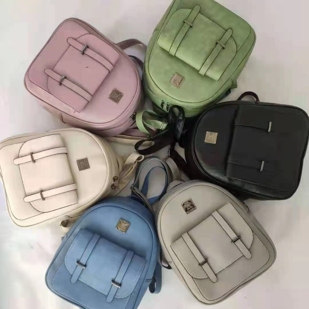 双肩包女2021新款韩版PU皮背包潮简约书包时尚休闲女生包包学院风6