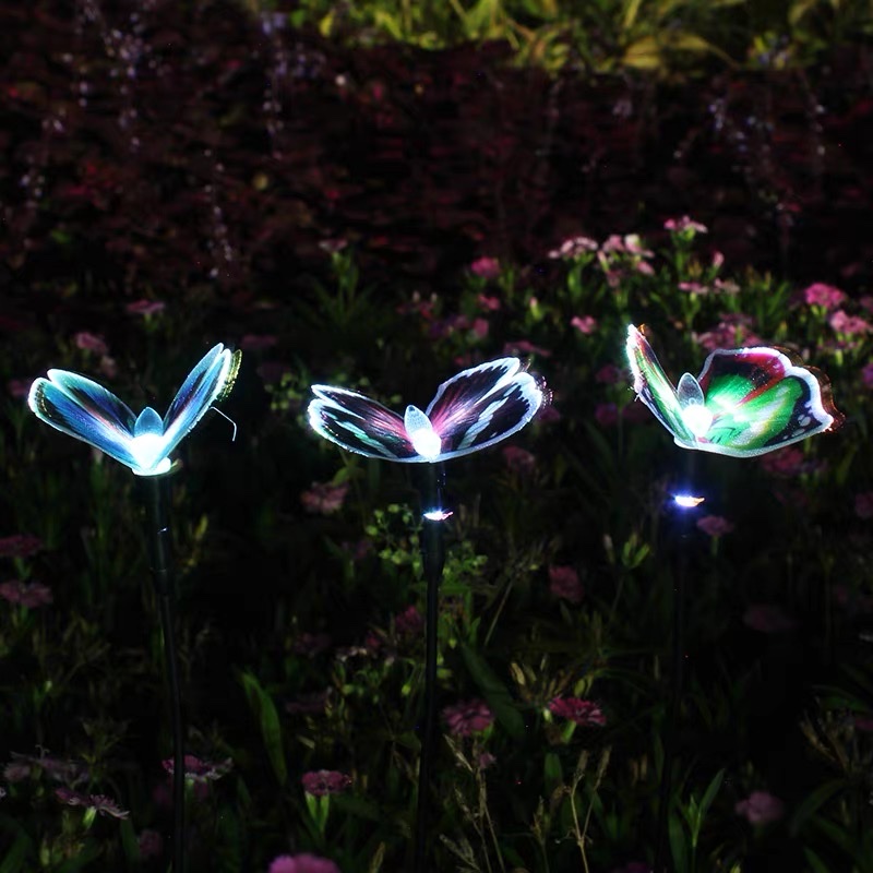 Solar outdoor garden lights, butterfly LED landscape lights, waterproof lawn insert lights, homestay decoration night lights, green Specification image