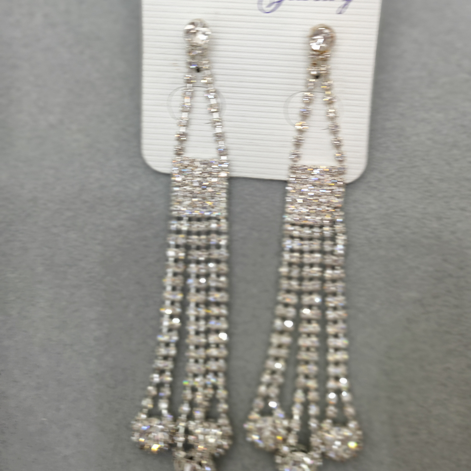European and American fashion bright diamond three long earrings