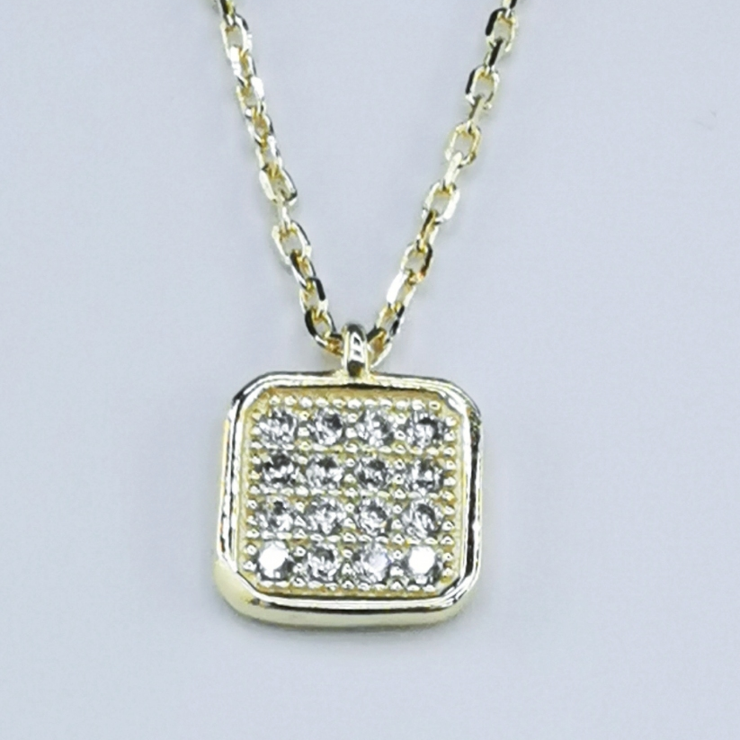 925 silver small square necklace