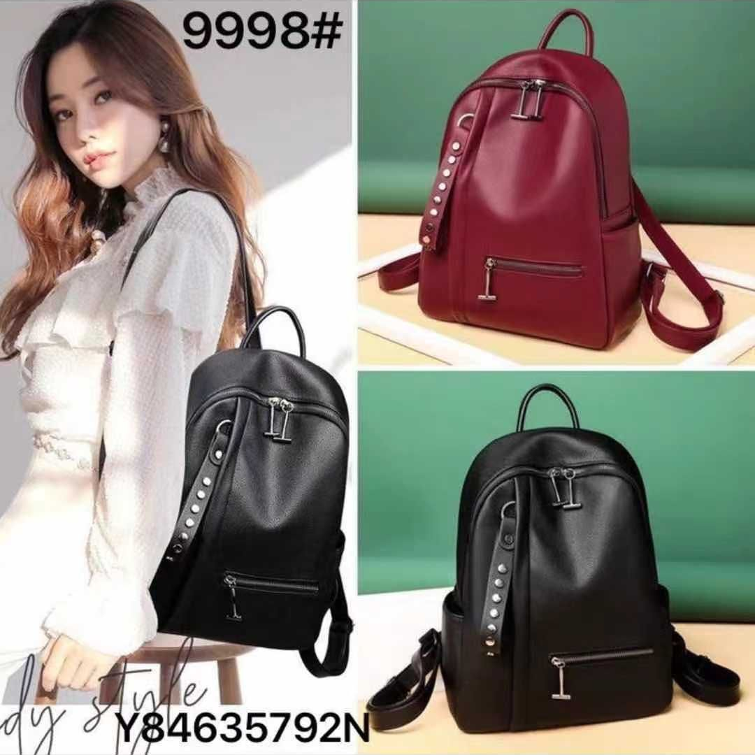 双肩包女2021新款韩版PU皮背包潮简约书包时尚休闲女生包包学院风14
