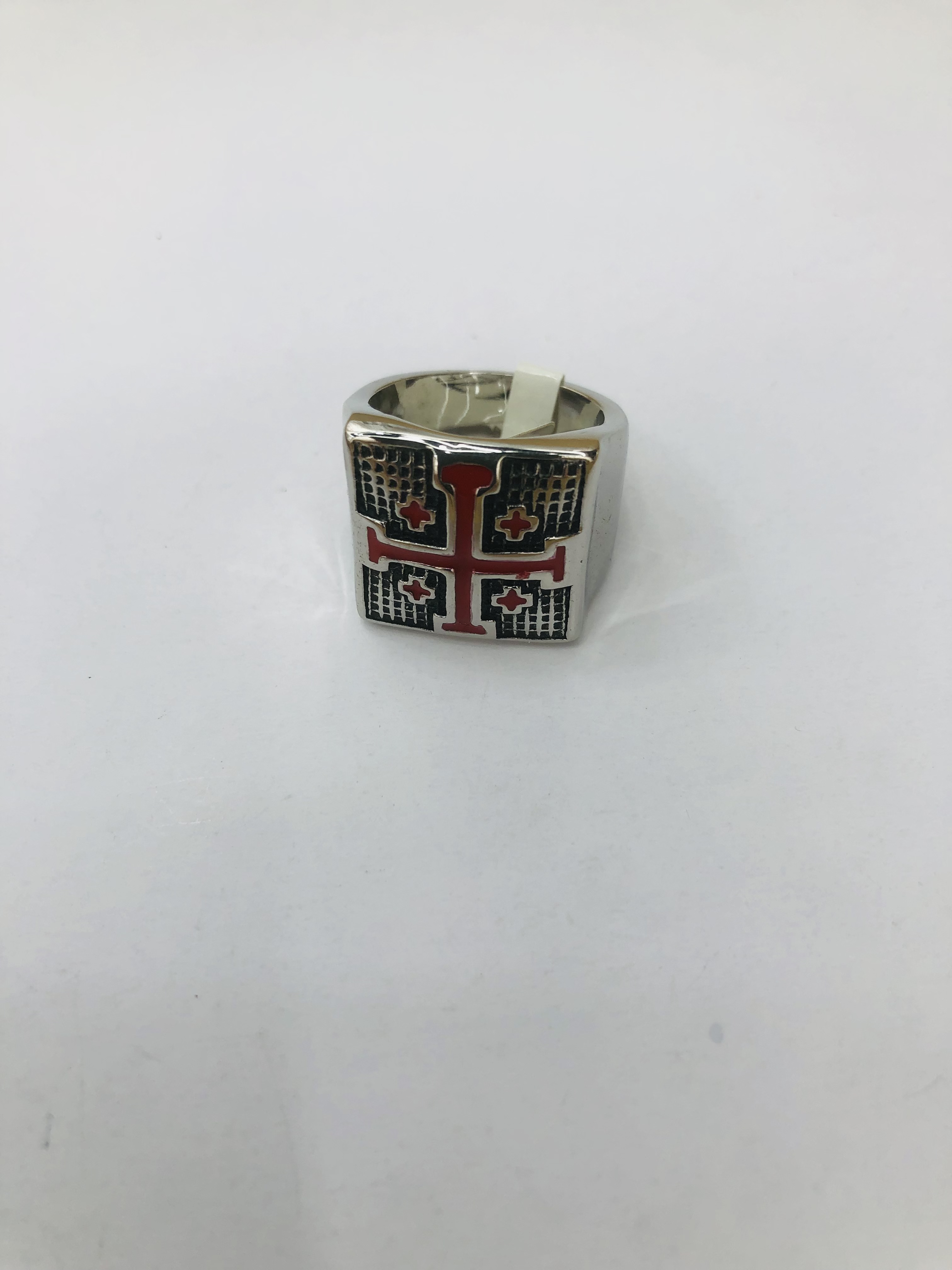 Stainless steel men's ring with oil drip cross details Picture