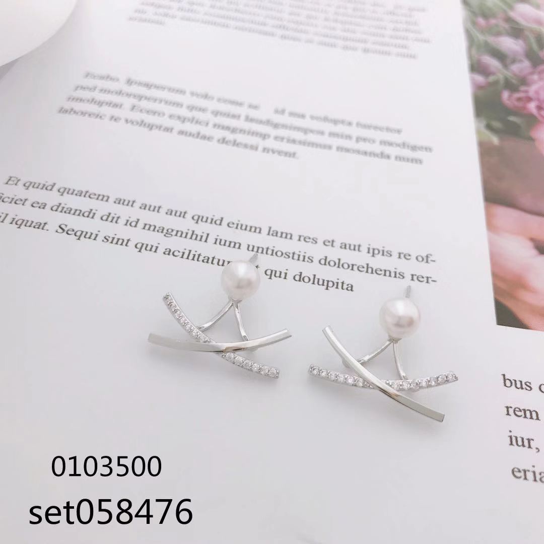 925 silver needle pearl, niche two strap earrings