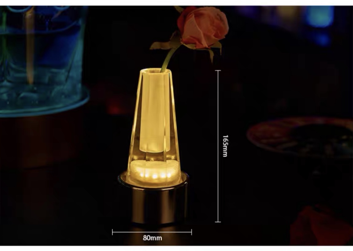 Bar charging crystal table lamp, creative bar, coffee shop, restaurant decoration vase lamp, service table lamp in color details Picture