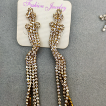 European and American fashion flash diamond long tassel earrings