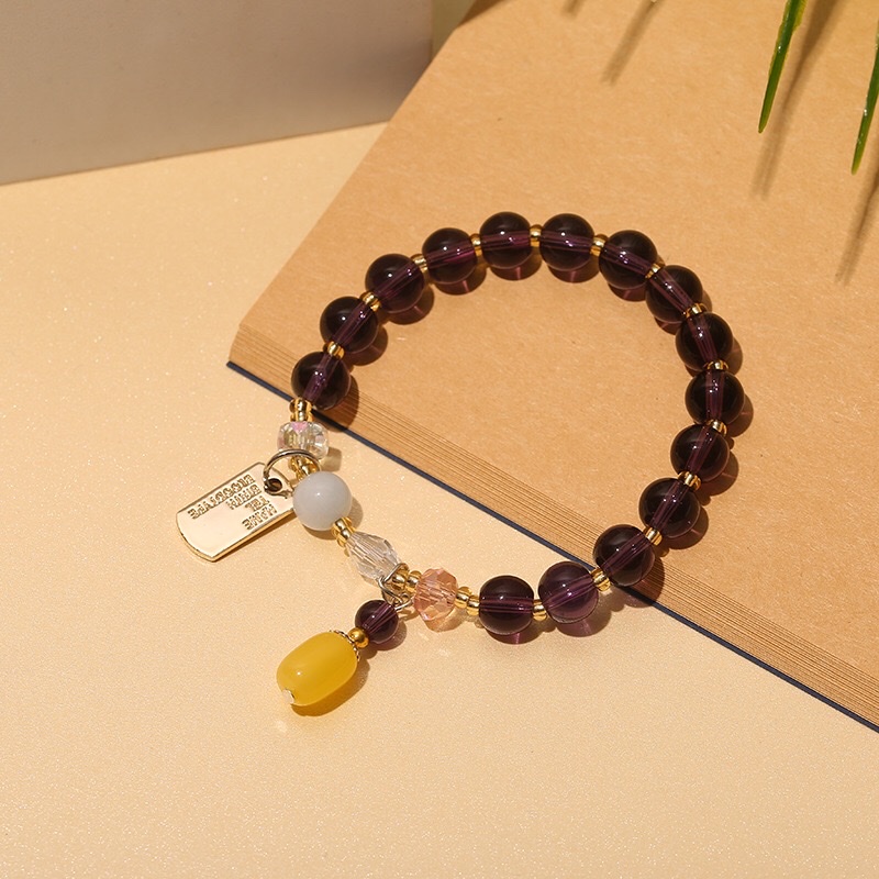 时尚流行饰品茶水晶紫色水晶手链男女同款珠手串厂家批发 御明轩8mm饰品百搭手链详情图9