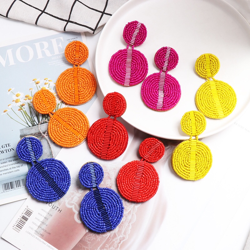 Small round rice bead earrings