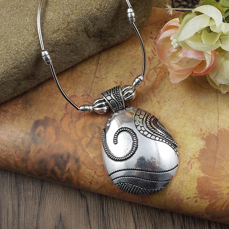 民族风镀银项链苗银藏银项链吊坠5图