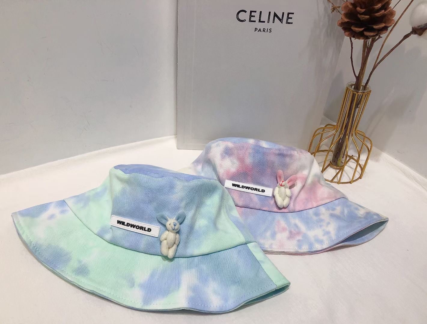 New trendy tie-dyed rabbit fisherman's hat and sun hat detail image 1