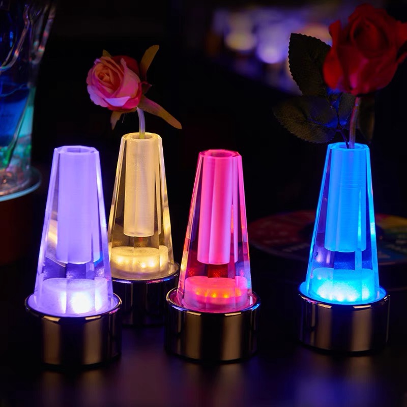 Bar charging crystal table lamp, creative bar, coffee shop, restaurant decoration vase lamp, service table lamp in color