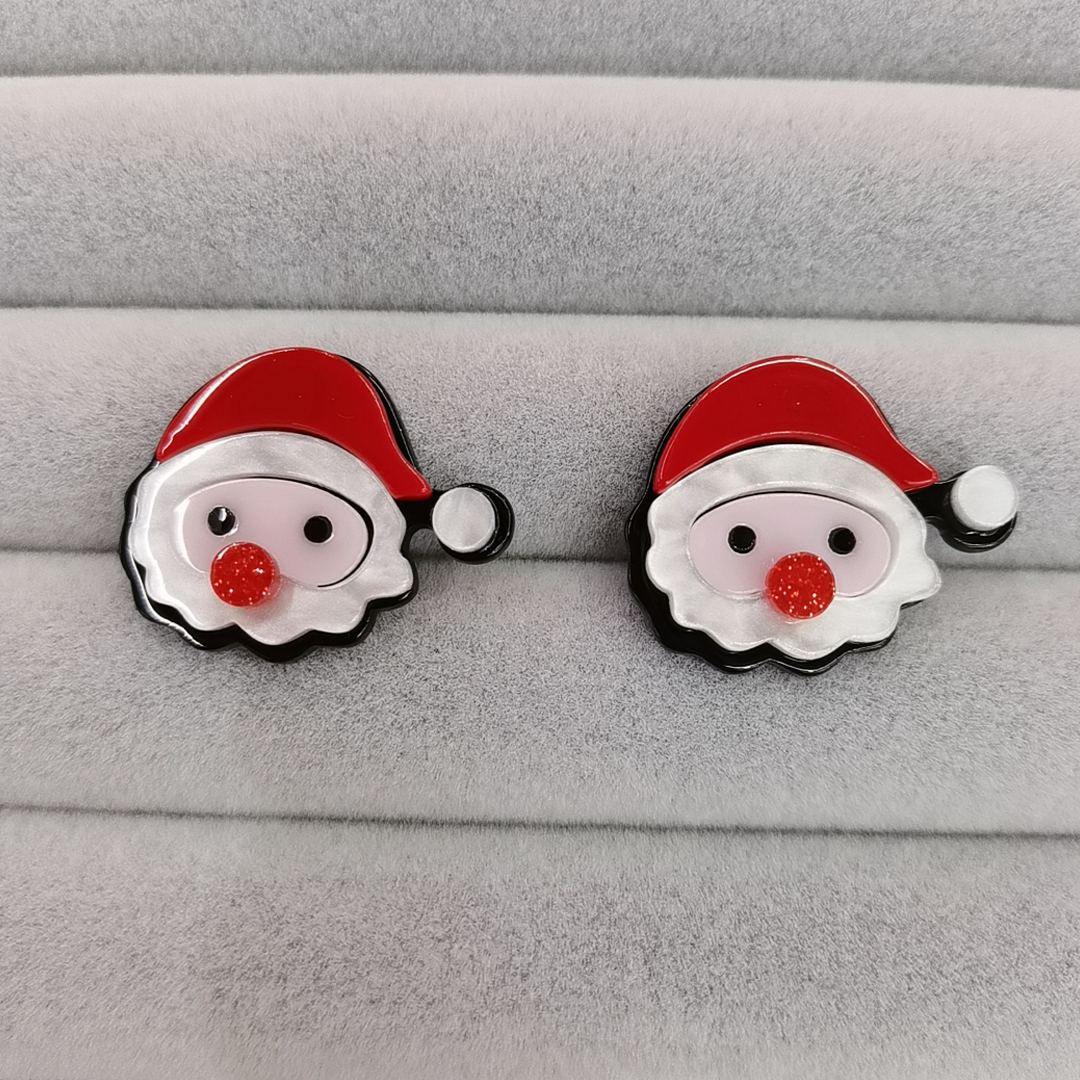 耳环女2025新款潮时尚耳坠夏季耳钉个性网红夸张亚克力耳饰耳钉，圣诞老人饰品耳钉耳环
