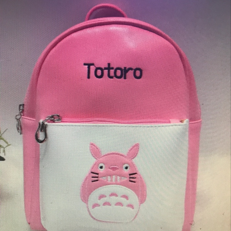 厂家直销PU面料龙猫前袋方口深粉小背包