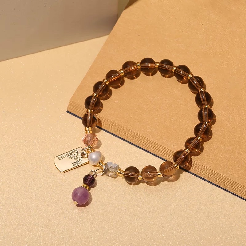 时尚流行饰品茶水晶紫色水晶手链男女同款珠手串厂家批发 御明轩8mm饰品百搭手链详情图10