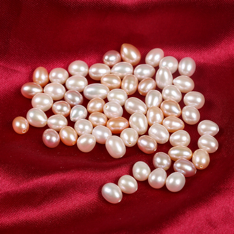 6-7mm半孔米形天然淡水珍珠半成品材料皮光好细节图