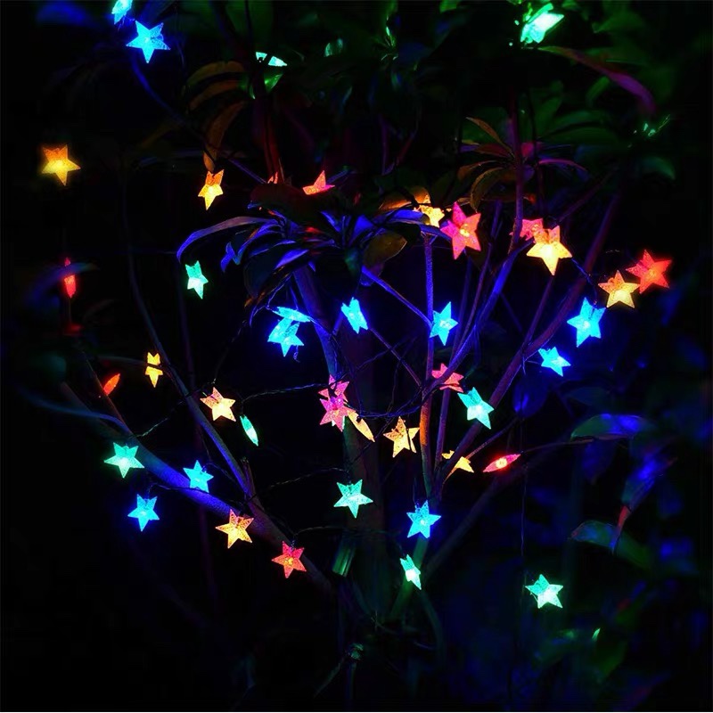 Solar Outdoor Garden lights LED lights string Waterproof garden Villa balcony decoration star lights string flashing lights with 5 meters 20 lights color