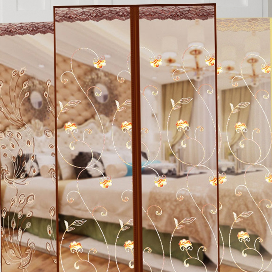 Embroidered mosquito-proof door curtains