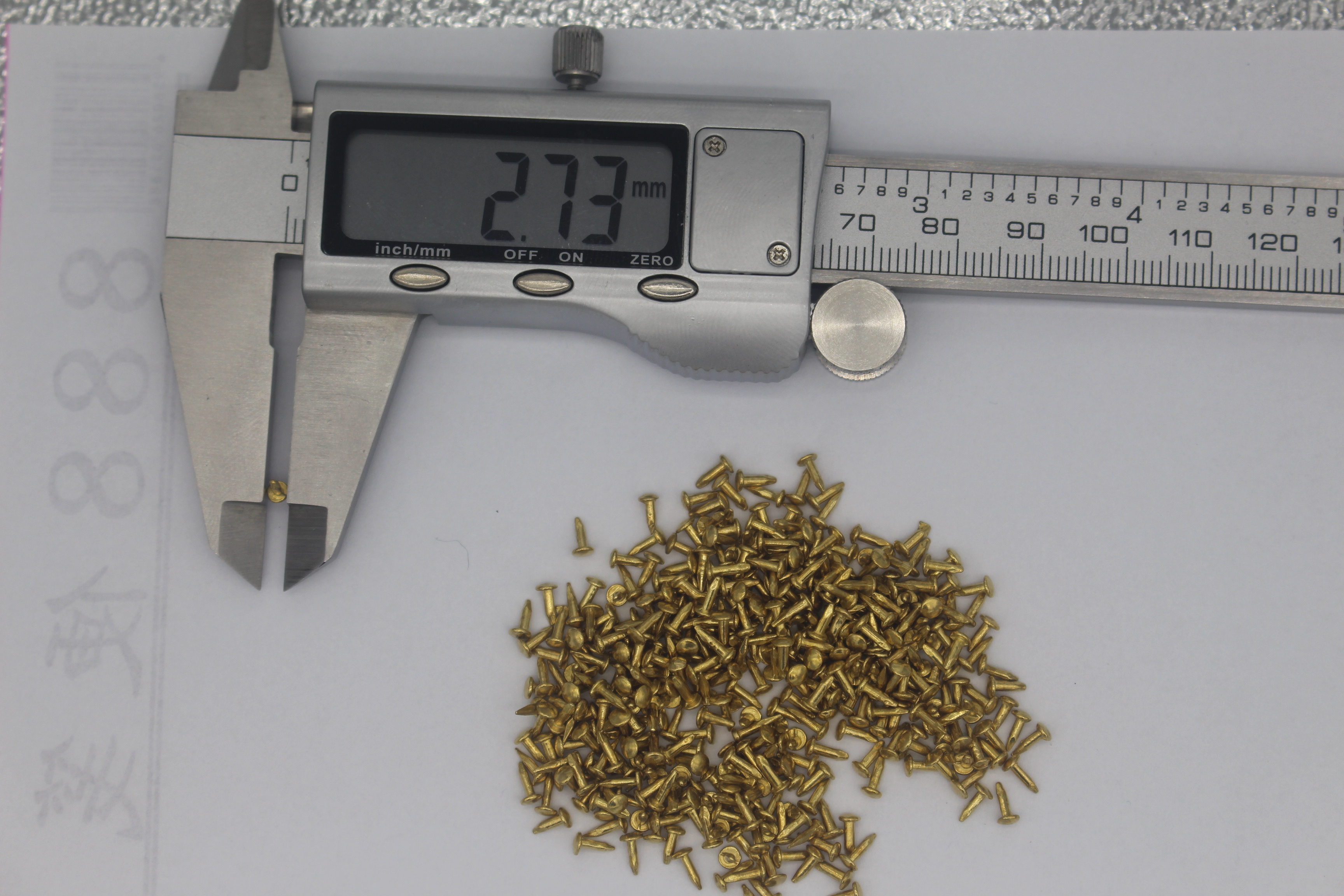 1.2*5mm round head nails (yellow), sold by jin, available in stock Item Picture