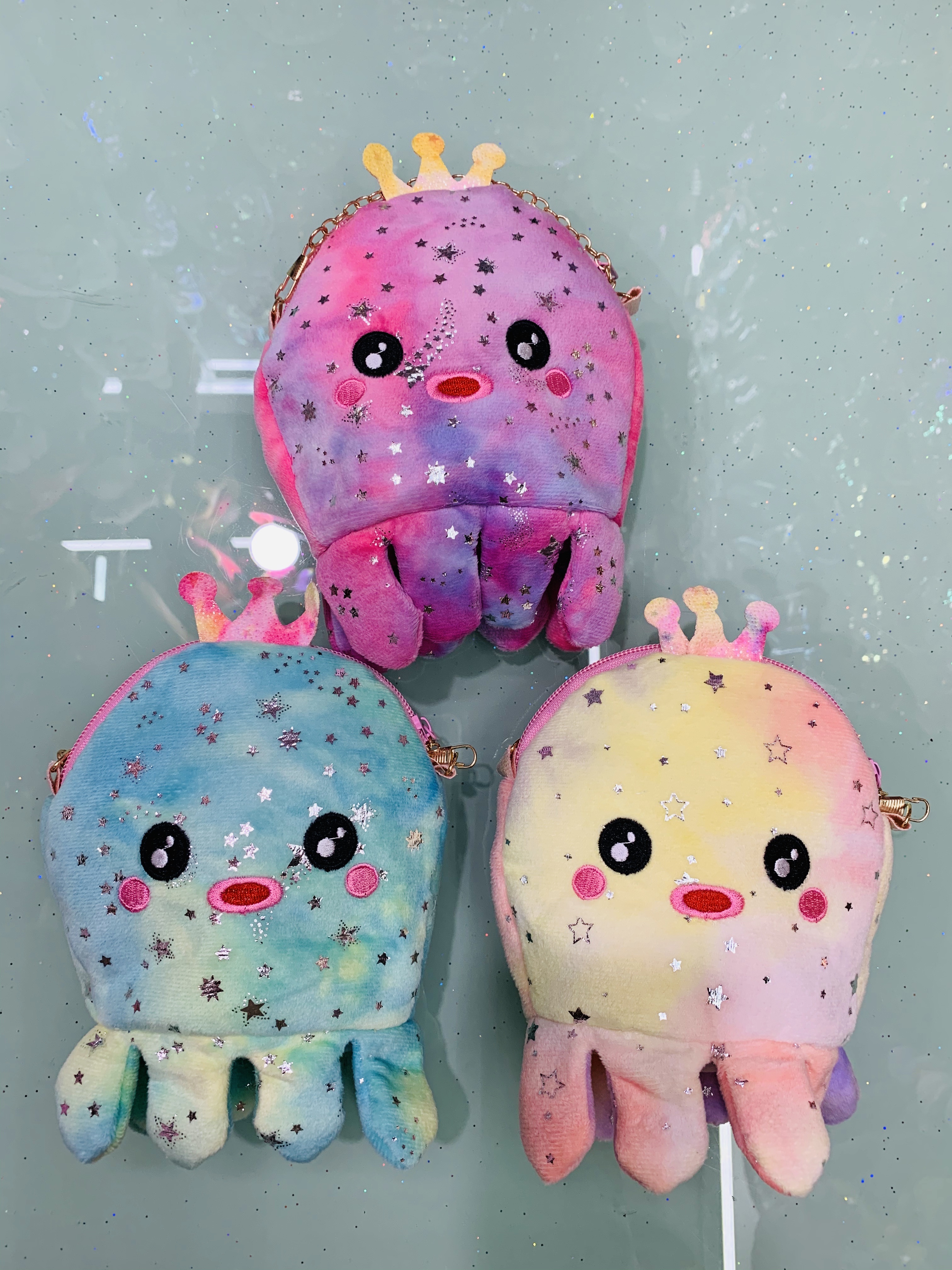 New plush crossbody bag, cartoon crossbody bag, cute sequined little octopus crossbody bag details Picture