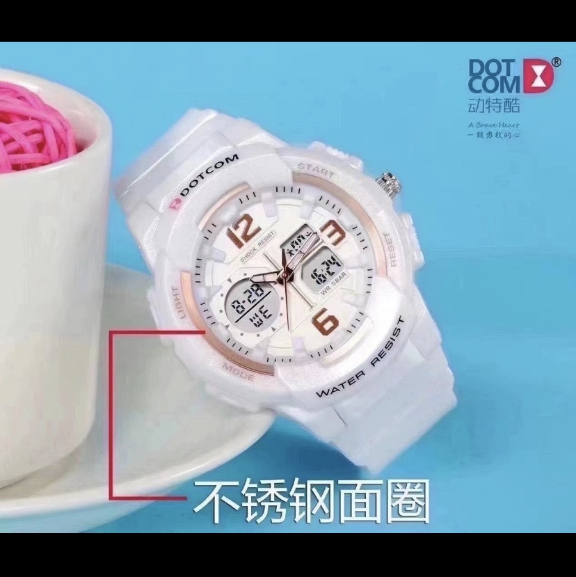 Matcha green, taro purple, popular colors, elegant style. D6033 stainless steel bezel, warm orange light, super cool dual-sized outdoor sports and leisure running hand