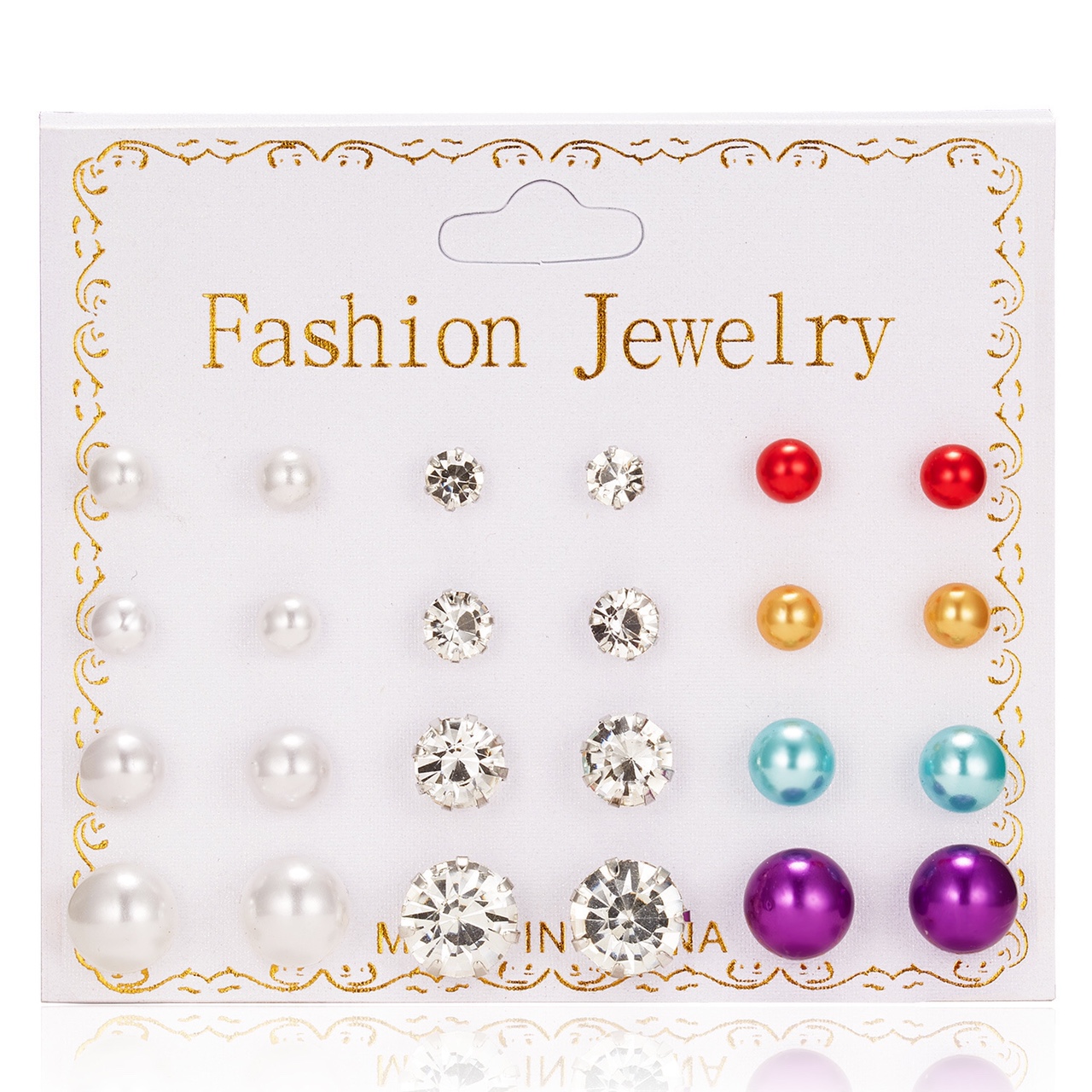 Cross-border Europe and the United States simple new jewelry small earrings set combination geometric female alloy a card more than a pair of diamond earrings thumbnail