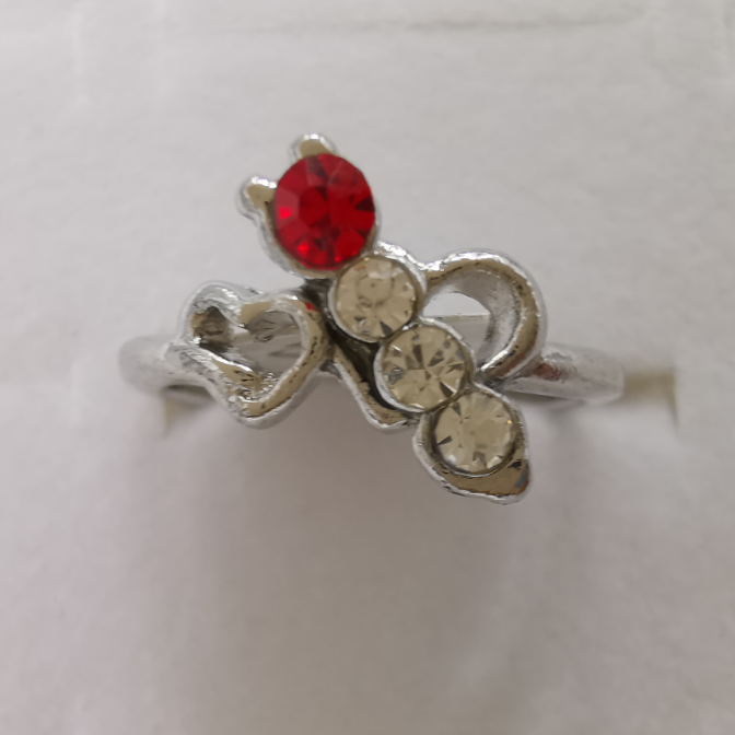 Bright red rhinestone alloy ring thumbnail