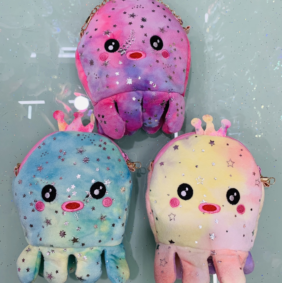 New plush crossbody bag, cartoon crossbody bag, cute sequined little octopus crossbody bag