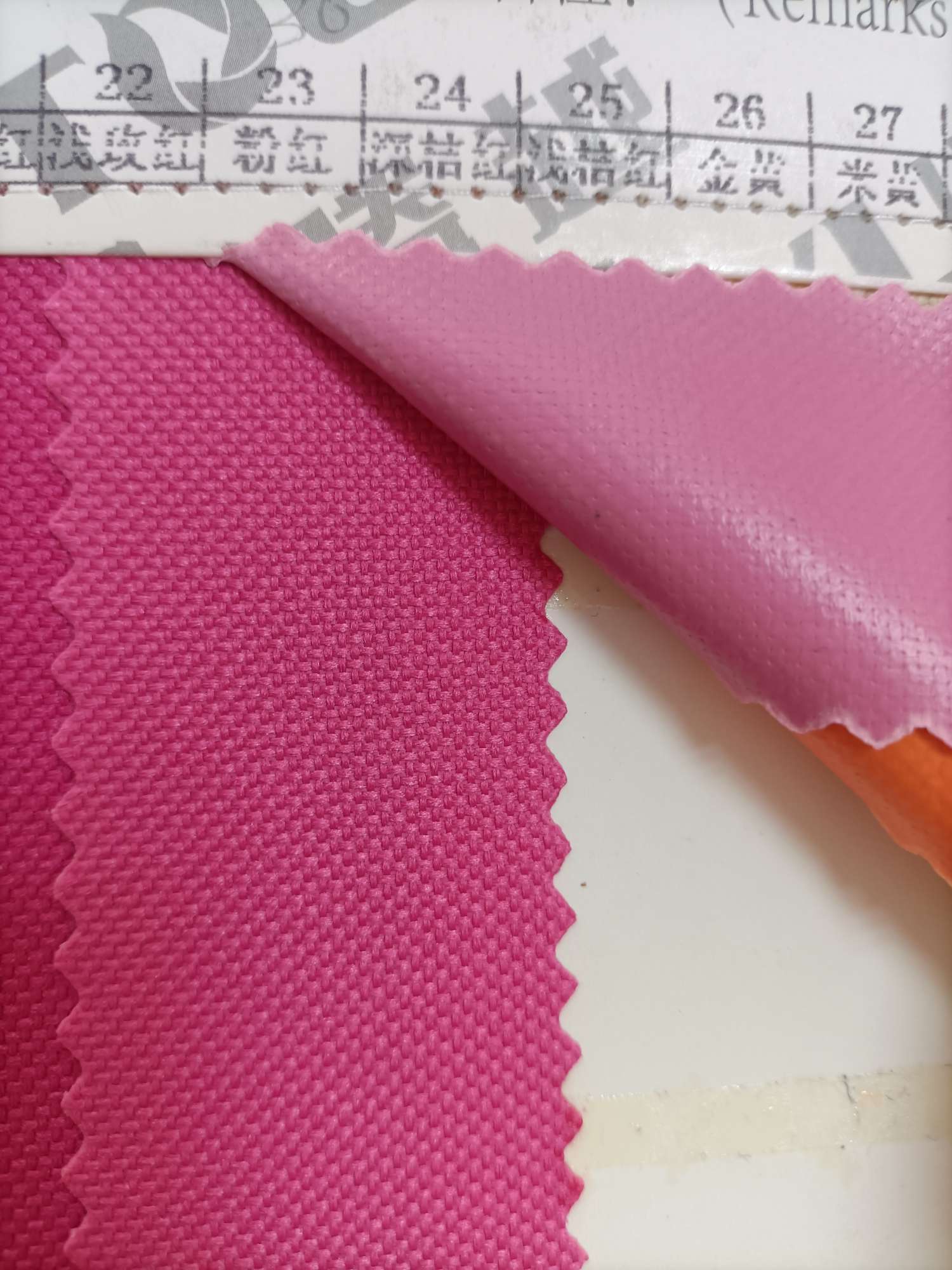 TY--003 600D3*4 Plain 22# Light rose Red details Picture
