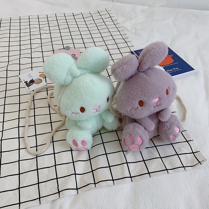 New cartoon cute rabbit backpack, children's plush single-shoulder bag, girlish crossbody bag, claw machine doll Application Scenario