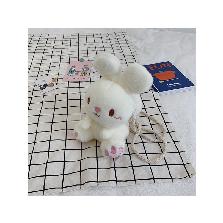 New cartoon cute rabbit backpack, children's plush single-shoulder bag, girlish crossbody bag, claw machine doll Item Picture