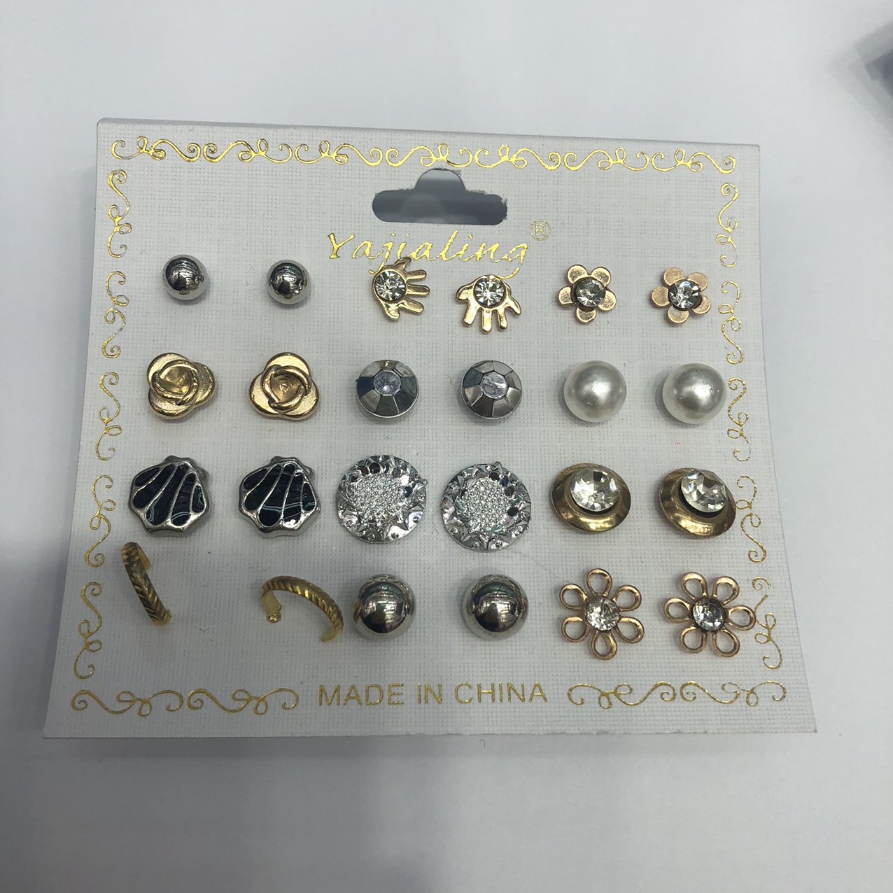 Cross-border popular 12 pairs of set earrings Fashion size abnormals color diamond set earrings thumbnail